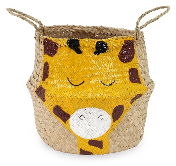 Dětský koš na hračky z mořské trávy ve žluto-přírodní barvě ø 30x28 cm Giraffe – Compactor