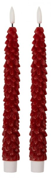 Červená vysoká LED svíčka v designu stromečku Bobby (sada 2 ks) – 3x25 cm