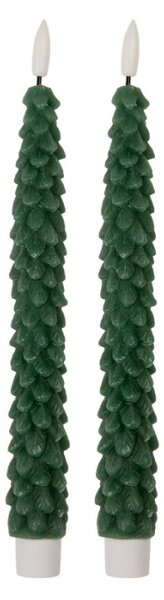 Zelená vysoká LED svíčka v designu stromečku Bobby (sada 2 ks) – 3x25 cm