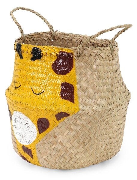 Dětský koš na hračky z mořské trávy ve žluto-přírodní barvě ø 30x28 cm Giraffe – Compactor