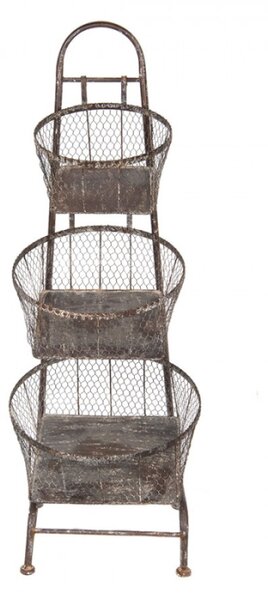 Kovový vysoký stojan se 3 košíky Gertule – 43x43x116 cm