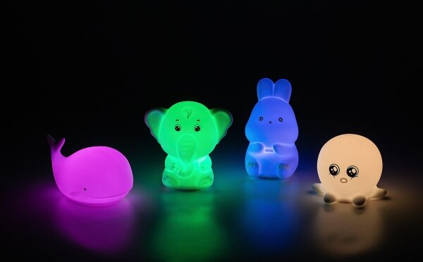 Rabalux 76041 - LED RGB Dotykové noční světlo LIGHTIMALS 0,05W/1xCR2032 velryba