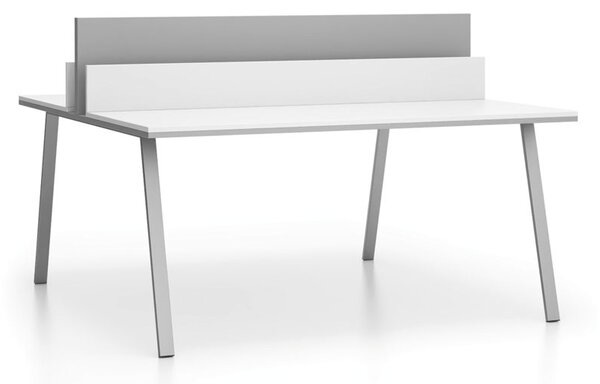 Kancelářský psací stůl DOUBLE LAYERS, s přepážkami, bílá / šedá