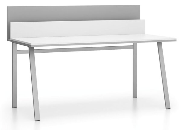 Kancelářský psací stůl SINGLE LAYERS s přepážkami, bílá / šedá