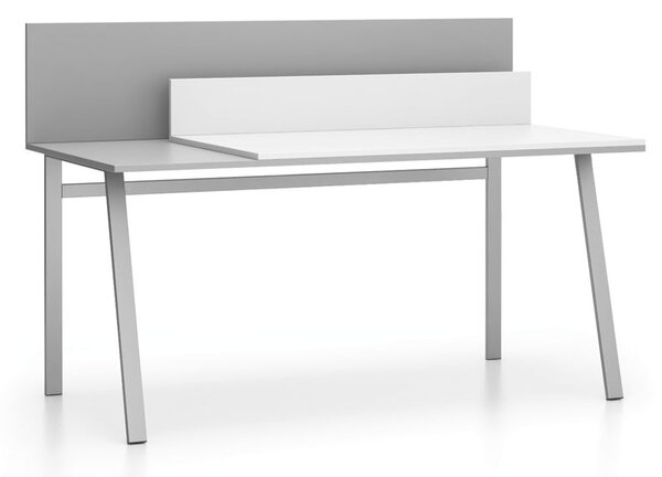 Kancelářský psací stůl SINGLE LAYERS, posuvná vrchní deska, s přepážkami, bílá / šedá