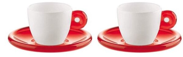 Šálky s podšálkem na espresso GOCCE 2 ks, červené - GUZZINI (GOCCE espresso šálky s podšálkem červené, 2 ks - GUZZINI)