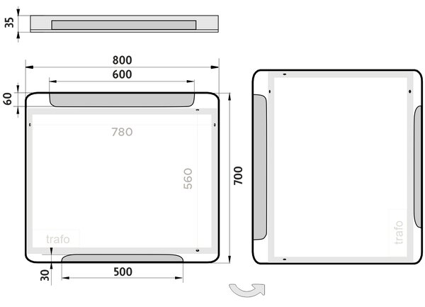 Nimco LED zrcadlo 16,5W, 80x70 cm