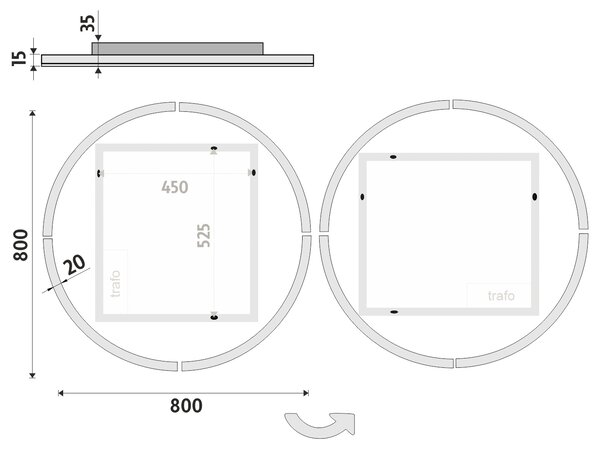 Nimco kulaté zrcadlo do koupelny s LED osvětlením 80 cm ZP 24002R