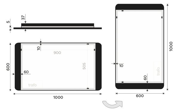 Nimco černé zrcadlo do koupelny s LED osvětlením 100 x 60 ZPC 42004-90