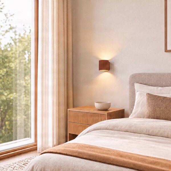 SOLLUX LIGHTING Nástěnné světlo Aura, terakota, Ø 10 cm, G9, směřující nahoru/dolů,, stmívatelný, Terakota, Chodba, Hliník, Moderní