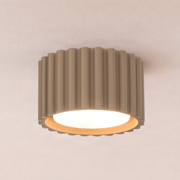 SOLLUX LIGHTING Stropní světlo Aura 1, taupe, 1žárovkové, Ø 10 cm, GX53, stmívatelný, Hliník / šedá / zinek, Chodba, Hliník, Moderní