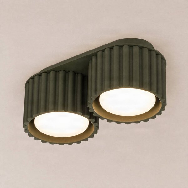 SOLLUX LIGHTING Stropní světlo Aura 2, olivově zelené, 2 žárovky, délka 21 cm, GX53, stmívatelný, Zelená, Chodba, Hliník, Moderní