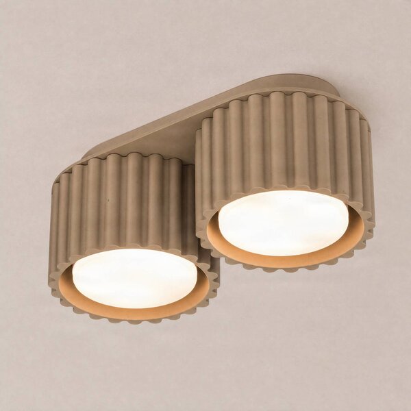 SOLLUX LIGHTING Stropní světlo Aura 2, taupe, 2 žárovky, délka 21 cm, GX53, stmívatelný, Hliník / šedá / zinek, Chodba, Hliník, Moderní