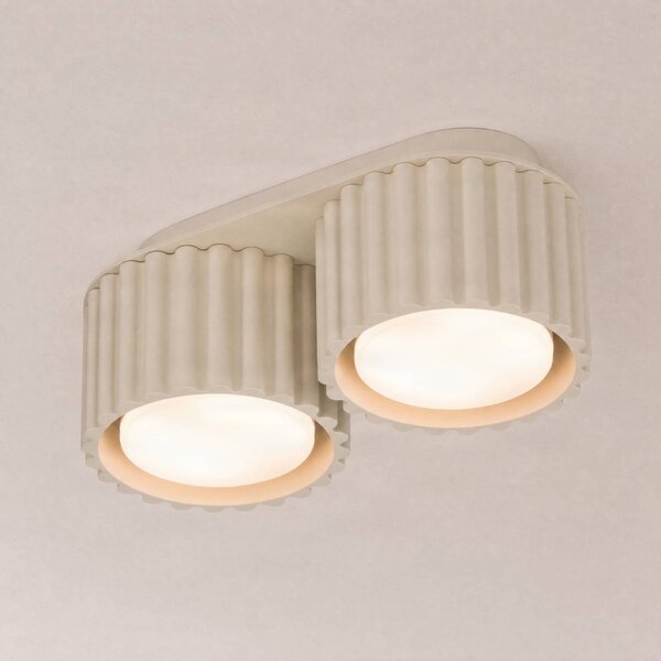 SOLLUX LIGHTING Stropní světlo Aura 2, béžové, 2 žárovky, délka 21 cm, GX53, stmívatelný, Krémová / jantar, Chodba, Hliník, Moderní