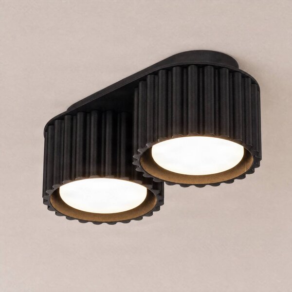 SOLLUX LIGHTING Stropní světlo Aura 2, černé, 2 žárovky, délka 21 cm, GX53, stmívatelný, Černá, Chodba, Hliník, Moderní