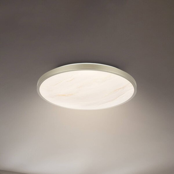 Briloner LED stropní svítidlo Competo, 3 000 K, Ø 33 cm, matný nikl, Krémová / jantar, Pracovna / kancelář, Plast, Moderní