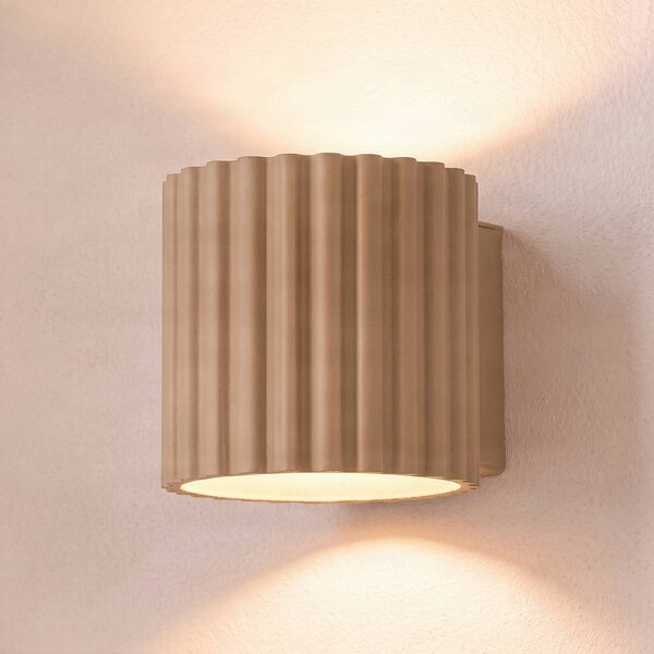 SOLLUX LIGHTING Nástěnné světlo Aura, taupe, Ø 10 cm, G9, nahoru/dolů, hliník, stmívatelný, Hliník / šedá / zinek, Chodba, Hliník, Moderní