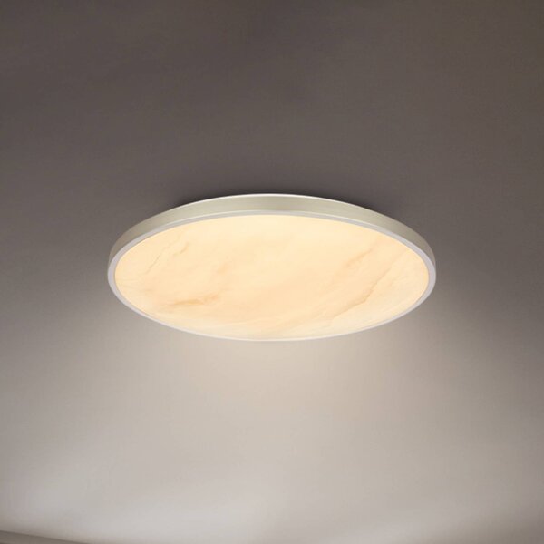 Briloner LED stropní svítidlo Competo, Ø 38 cm, matný nikl, stmívatelný, Krémová / jantar, Pracovna / kancelář, Plast, Moderní