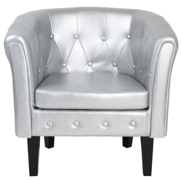 Miadomodo Křeslo Chesterfield, 58 x 71 x 70 cm, stříbrné