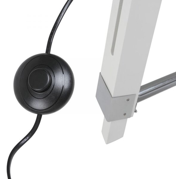 JAGO Stojací lampa s dřevěnou trojnožkou, bílá matná