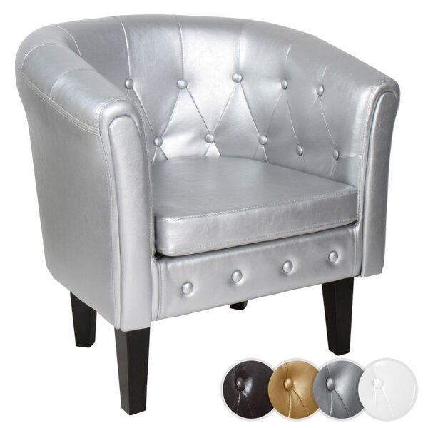 Miadomodo Křeslo Chesterfield, 58 x 71 x 70 cm, stříbrné