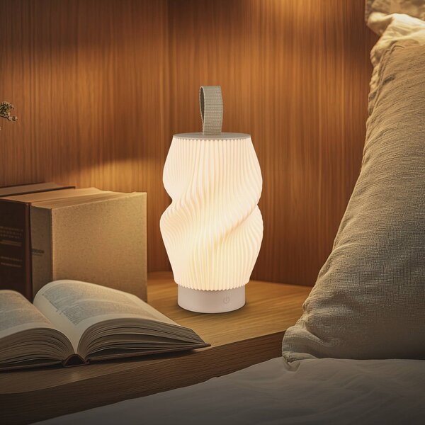 Briloner LED stolní lampa na akumulátor Brilo unplugged Tubi, béžová/bílá, IP44, stmívatelný, Krémová / jantar, Ložnice, Plast, Moderní