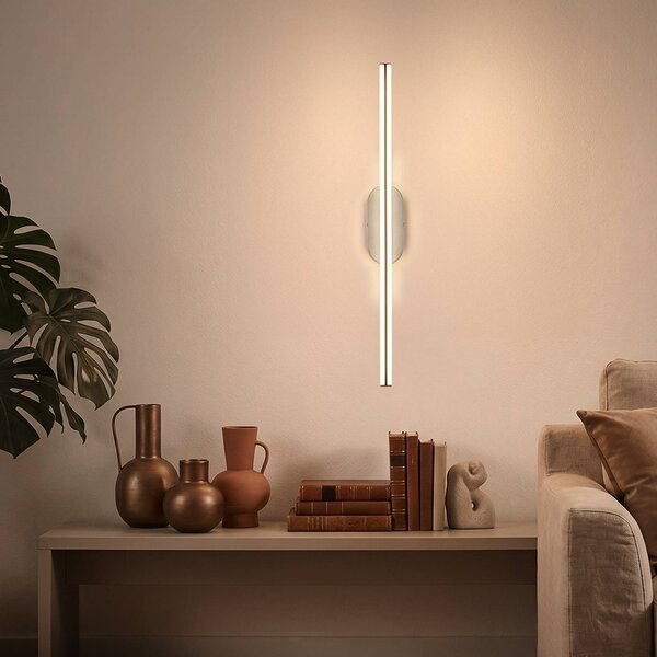 Briloner LED nástěnné světlo Ruth, světle šedá/hnědá, výška 60 cm, 3 000 K, Hliník / šedá / zinek, Chodba, kov, Moderní