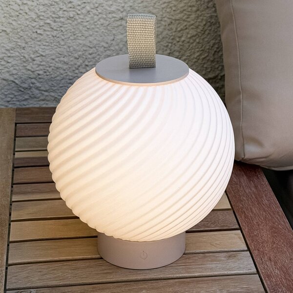 Briloner LED stolní lampa na akumulátor Brilo unplugged Globe, béžová/bílá, IP44, stmívatelný, Krémová / jantar, Chodba, Plast, Moderní