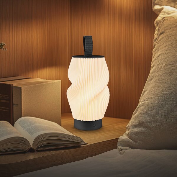 Briloner LED stolní lampa na akumulátor Brilo unplugged Tubi, černá/bílá, IP44, stmívatelný, Černá, Ložnice, Plast, Moderní