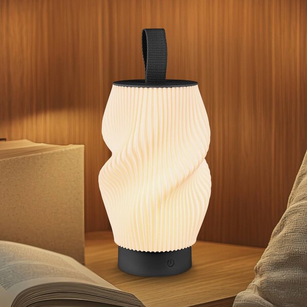 Briloner LED stolní lampa na akumulátor Brilo unplugged Tubi, černá/bílá, IP44, stmívatelný, Černá, Ložnice, Plast, Moderní