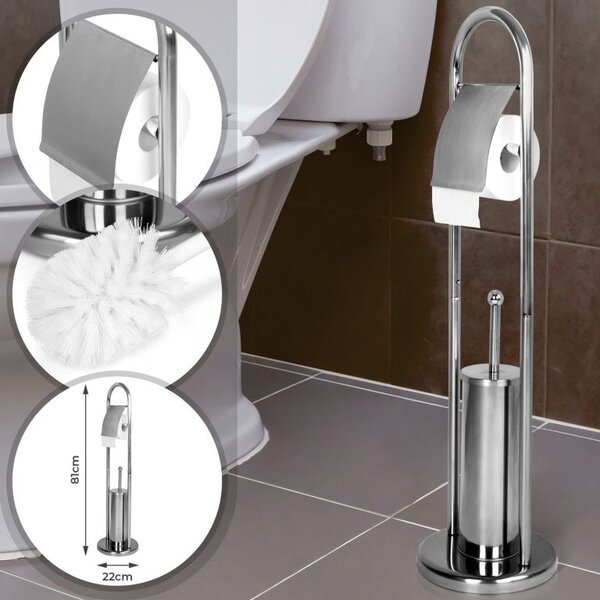 AQUAMARIN Stojanová WC souprava 81 x 22 x 22 cm, stříbrná