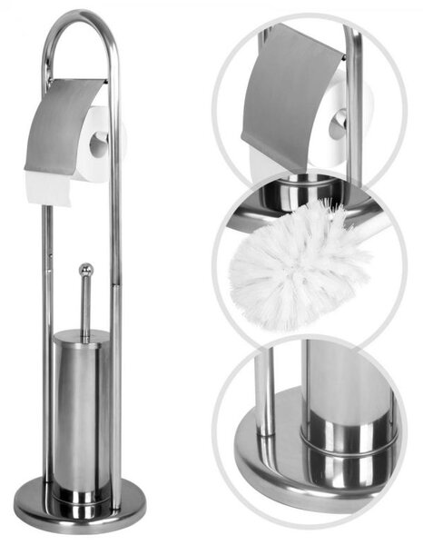 AQUAMARIN Stojanová WC souprava 81 x 22 x 22 cm, stříbrná