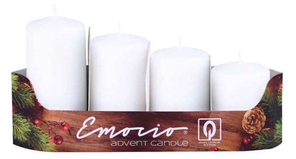 Emocio Adventní svíčky, bílé 40 mm