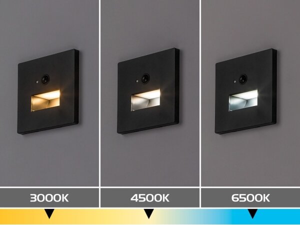 Rabalux 77197-LED Schod sv se senz poh a soum LUNCA 1W/230V 3000/4500/6500Kčerná