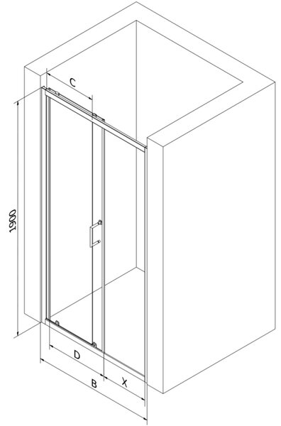 Mexen Apia rozsouvací sprchové dveře 95 cm, Průhledné, Chromovaná - 845-095-000-01-00