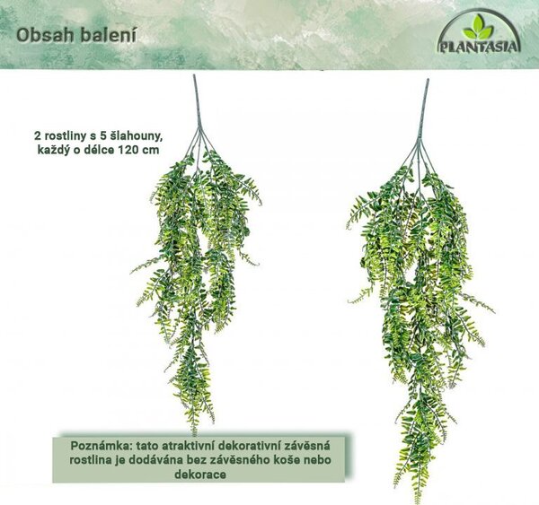 PLANTASIA Sada umělé závěsné rostliny, 120 cm, 2 ks