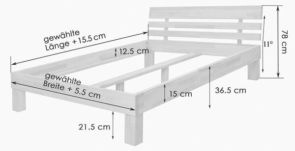 POSTEL, 90/220 cm jádrový buk P & B - Jednolůžkové postele, Online Only