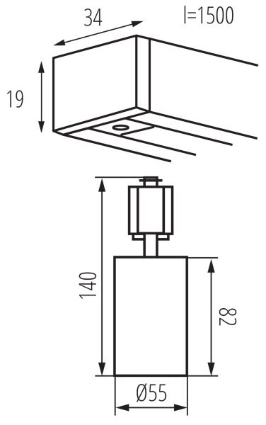 Kanlux 45924 - Bodové svítidlo v lišt. systému ALTEAR 3xGU10/10W/230V 1,5m černá