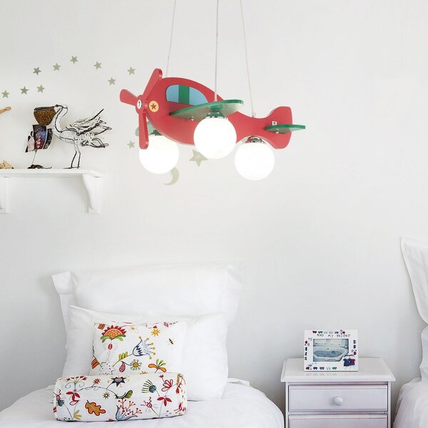 Dětský závěsný lustr Ideal LUx Avion-1 SP3 136318 3x40W E14 - dřevo