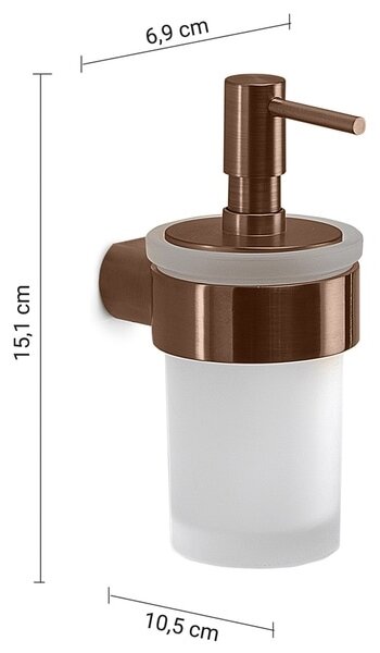 Gedy - Nástěnný dávkovač mýdla PIRENEI 140 ml mléčné sklo/bronzová