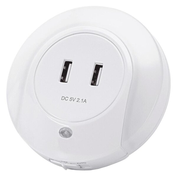 Aigostar - LED Noční svítidlo do zásuvky s USB LED/0,4W/230V