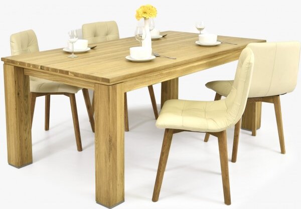 Masivní stůl dub a židle kožené