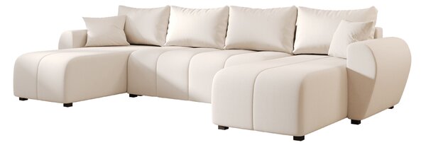 Rozkládací sedací souprava do U SEVIO 311x145 cm, krémová + 2 polštářky ZDARMA