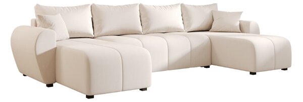 Rozkládací sedací souprava do U SEVIO 311x145 cm, krémová + 2 polštářky ZDARMA