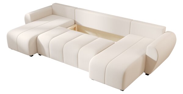 Rozkládací sedací souprava do U SEVIO 311x145 cm, krémová + 2 polštářky ZDARMA