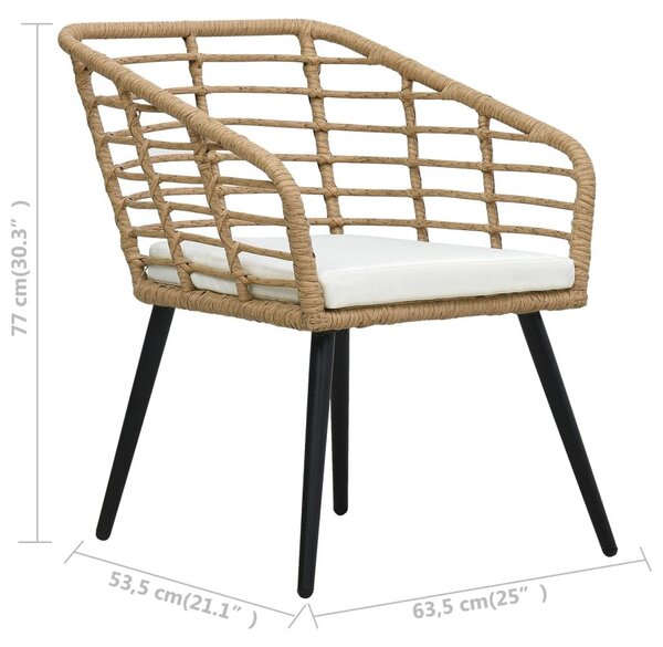 Zahradní židle - Venkovní nábytek - Židle na balkon - Židle na terasu - Ocelová konstrukce - Odolný polyratanový materiál
