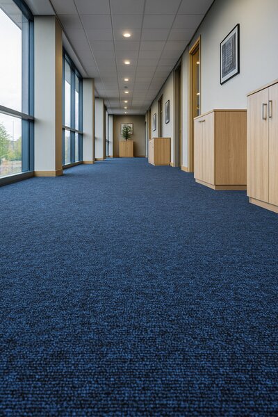 Timzo, Metrážový koberec Mammut 8039 modrý navy, zátěžový, na míru, šíře 4m, modrá, ab (mřížka), chodba / předsíň