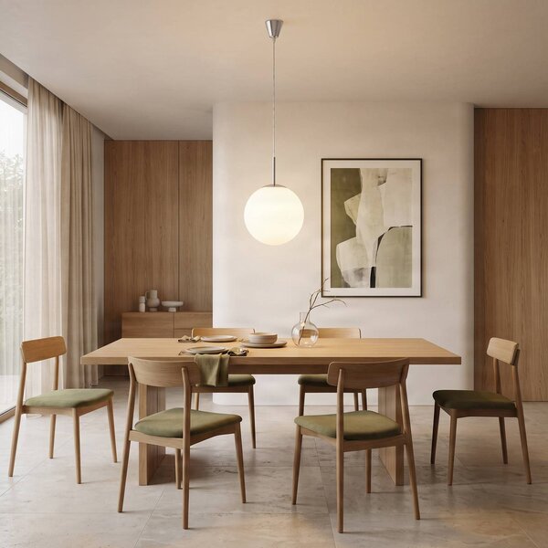 Lindby Závěsné svítidlo Marike, Ø 30 cm, bílé, sklo, globus, E27, stmívatelný, Bílá / opál, Obývací pokoj / jídelna, Sklo, Moderní, Koule