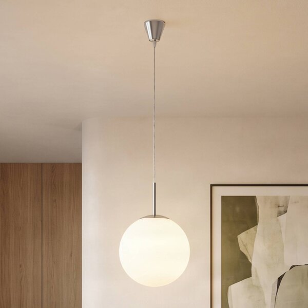 Lindby Závěsné svítidlo Marike, Ø 30 cm, bílé, sklo, globus, E27, stmívatelný, Bílá / opál, Obývací pokoj / jídelna, Sklo, Moderní, Koule