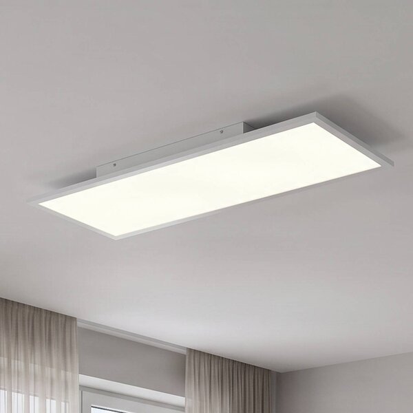 Lindby LED panel Quais, 80 x 30 cm, bílý, kov, 4 000K, Bílá / opál, Kuchyň, Hliník, Moderní